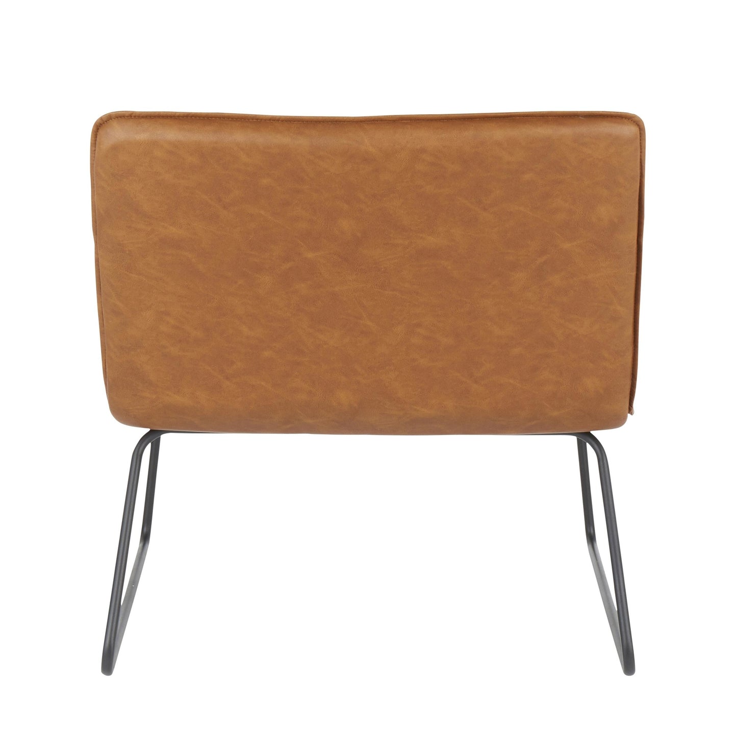 Casper Industrial Accent Chair in Black Metal and Camel Faux Leather