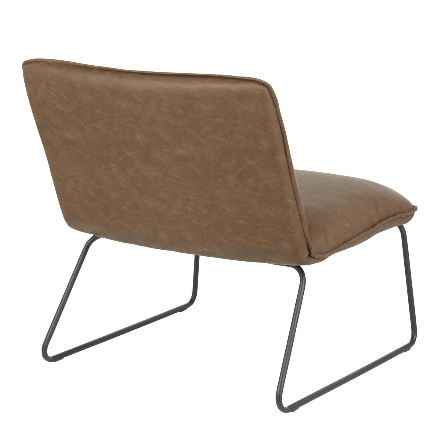 Casper Industrial Accent Chair in Black Metal and Camel Faux Leather