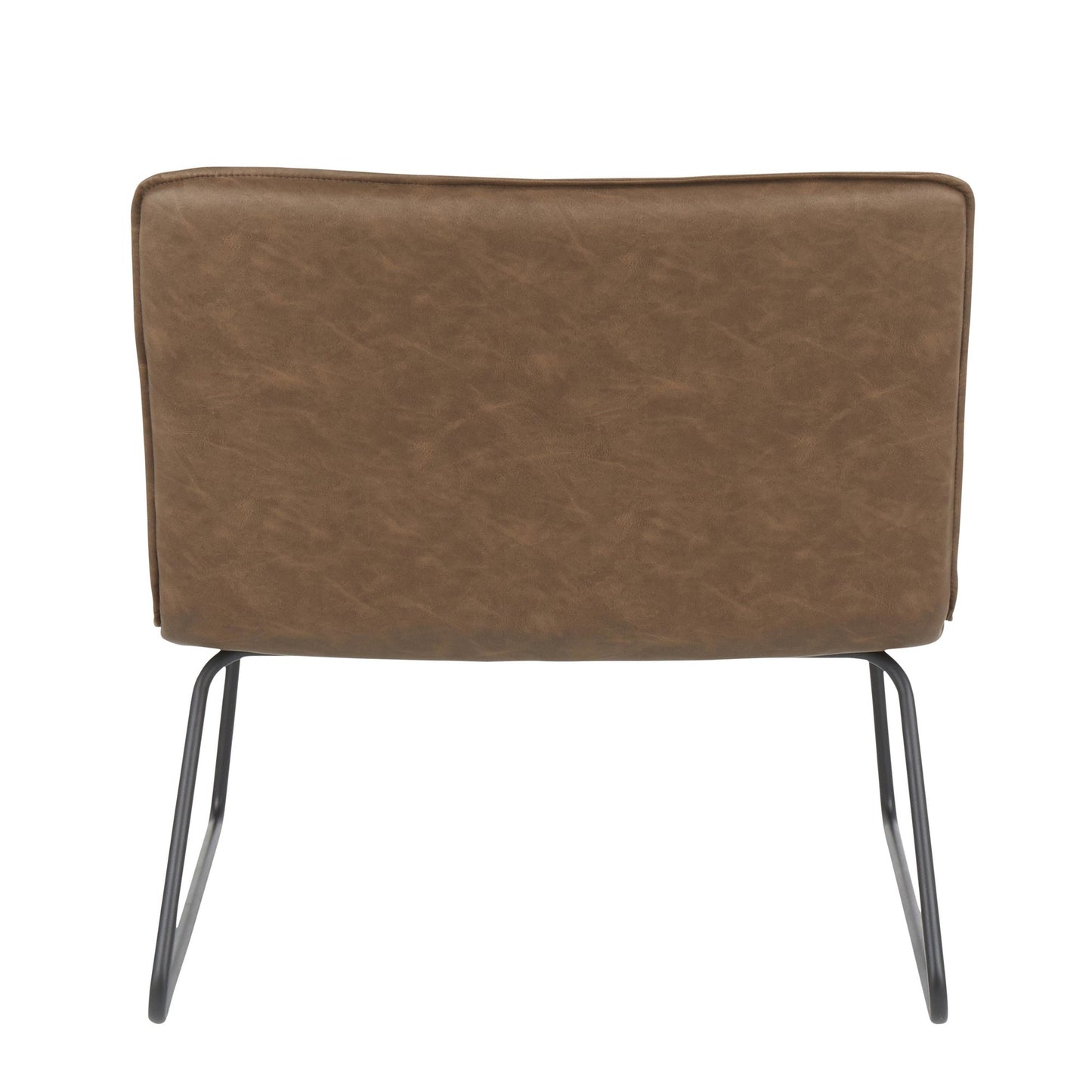 Casper Industrial Accent Chair in Black Metal and Camel Faux Leather