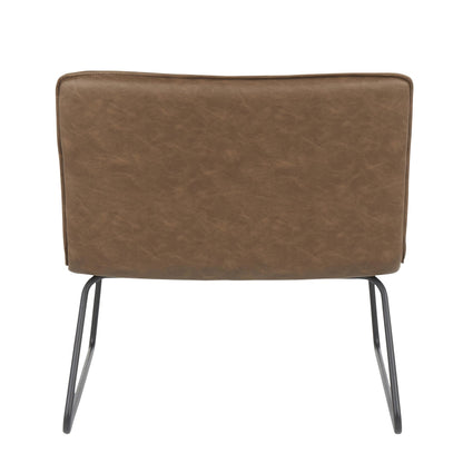 Casper Industrial Accent Chair in Black Metal and Camel Faux Leather