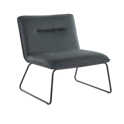 Casper Industrial Accent Chair in Black Metal and Camel Faux Leather