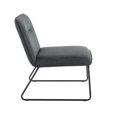 Casper Industrial Accent Chair in Black Metal and Camel Faux Leather
