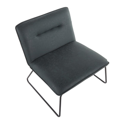 Casper Industrial Accent Chair in Black Metal and Camel Faux Leather