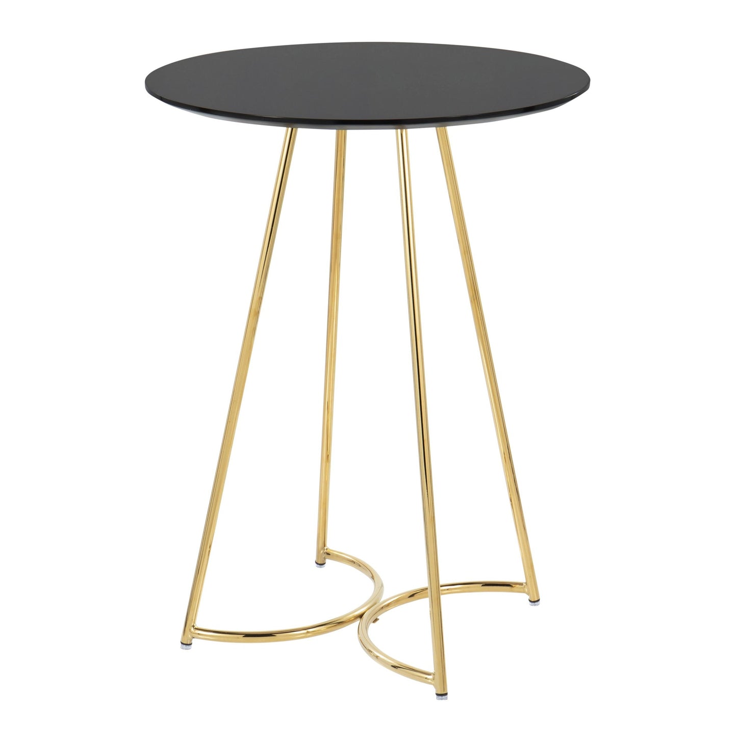 Cece Canary Contemporary/Glam Counter Table in Gold Steel and Black Wood