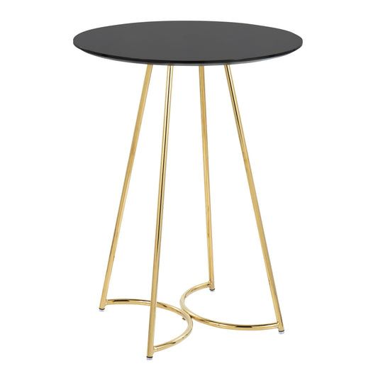 Cece Canary Contemporary/Glam Counter Table in Gold Steel and Black Wood