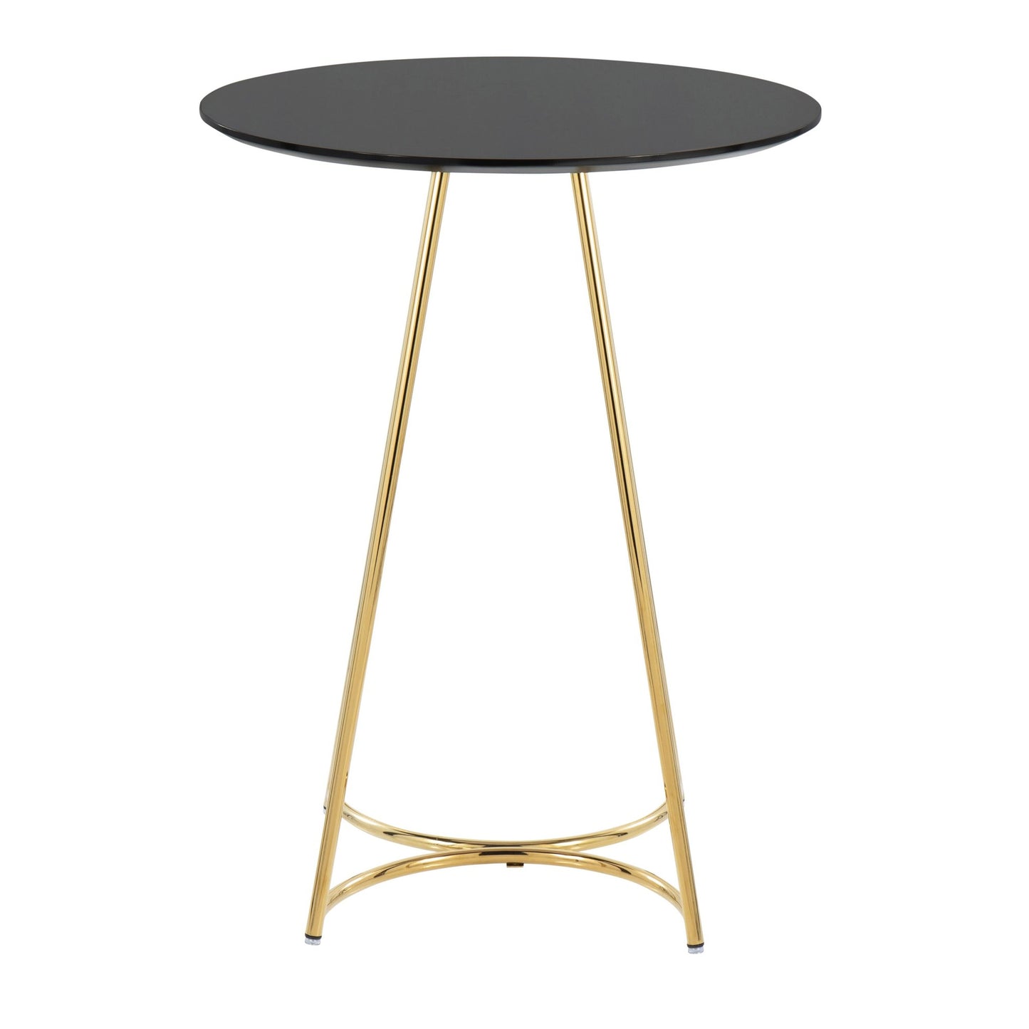 Cece Canary Contemporary/Glam Counter Table in Gold Steel and Black Wood