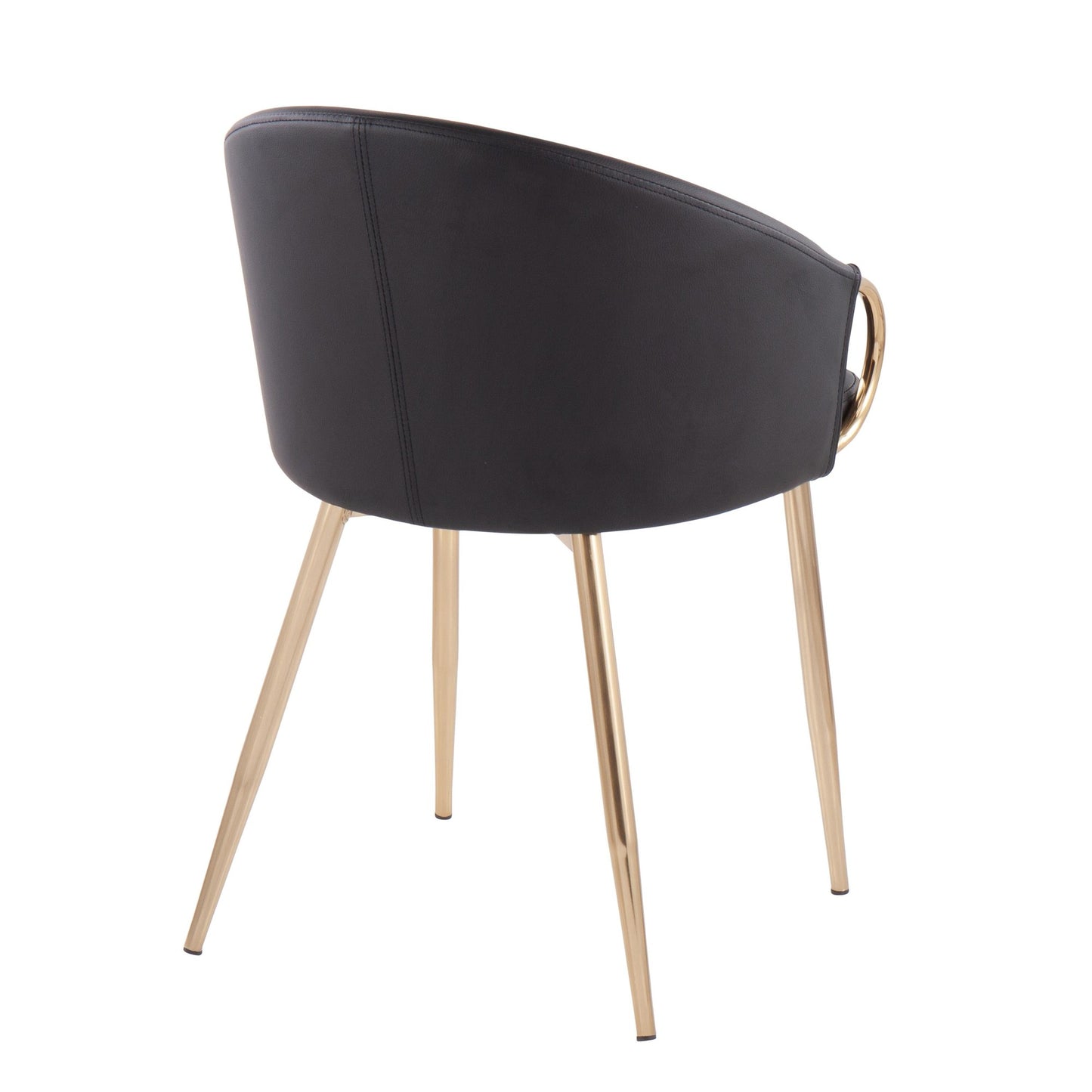 Claire Contemporary/Glam Chair in Gold Metal and Black Faux Leather