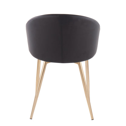 Claire Contemporary/Glam Chair in Gold Metal and Black Faux Leather