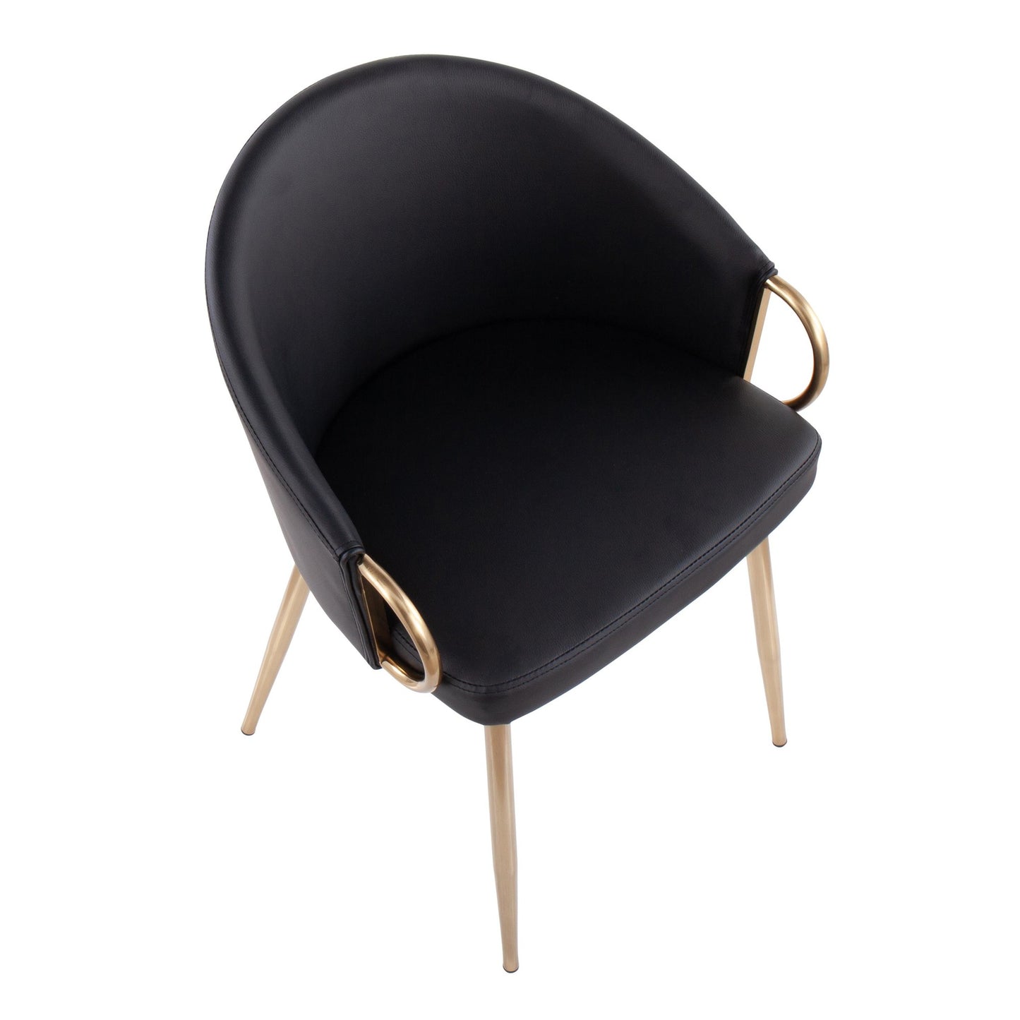 Claire Contemporary/Glam Chair in Gold Metal and Black Faux Leather
