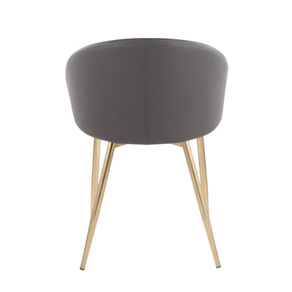 Claire Contemporary/Glam Chair in Gold Metal and Black Faux Leather