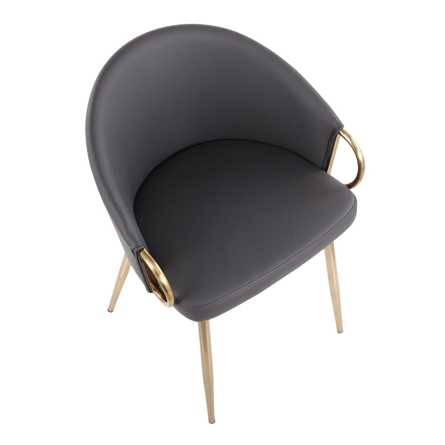 Claire Contemporary/Glam Chair in Gold Metal and Black Faux Leather