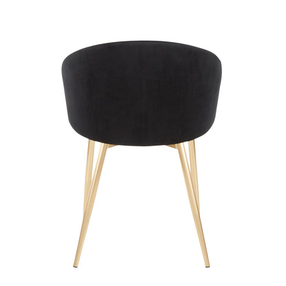 Claire Contemporary/Glam Chair in Gold Metal and Black Faux Leather