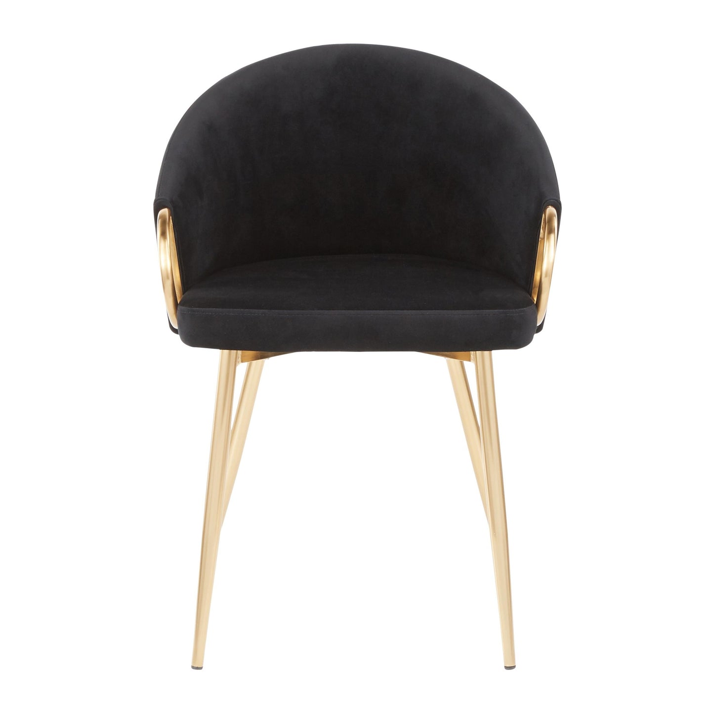Claire Contemporary/Glam Chair in Gold Metal and Black Faux Leather