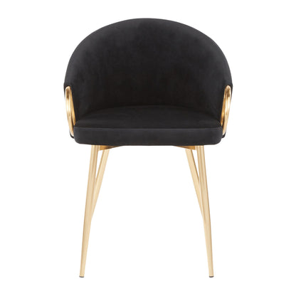 Claire Contemporary/Glam Chair in Gold Metal and Black Faux Leather