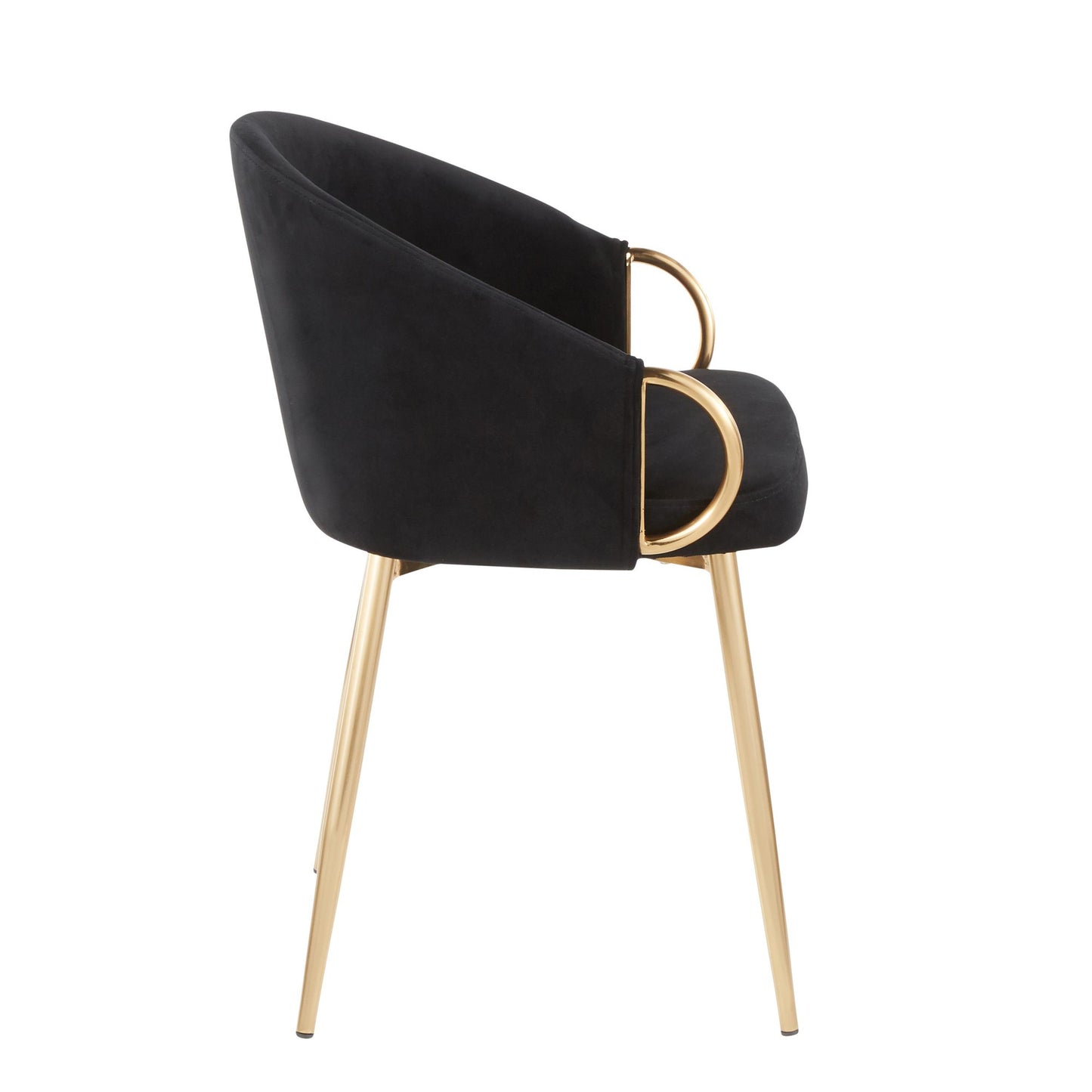 Claire Contemporary/Glam Chair in Gold Metal and Black Faux Leather