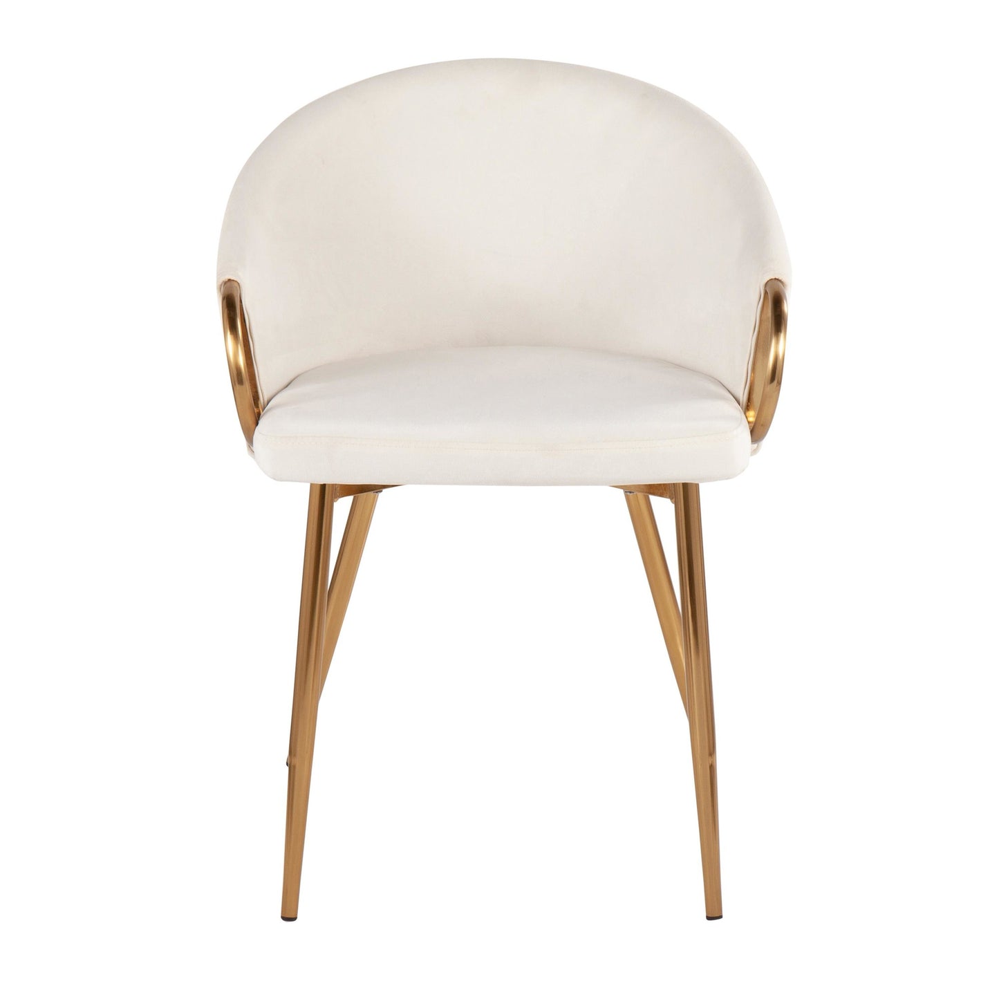 Claire Contemporary/Glam Chair in Gold Metal and Black Faux Leather