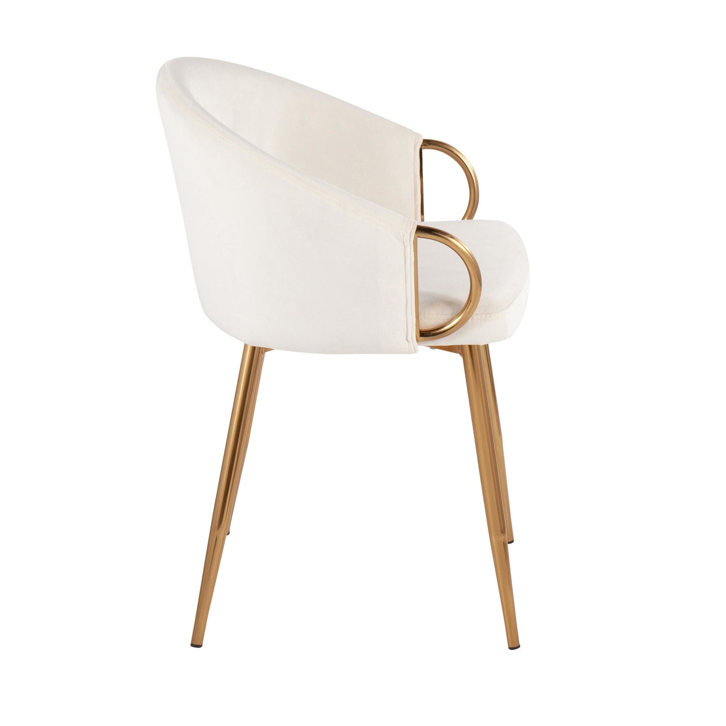 Claire Contemporary/Glam Chair in Gold Metal and Black Faux Leather