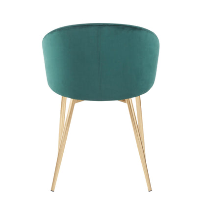 Claire Contemporary/Glam Chair in Gold Metal and Black Faux Leather