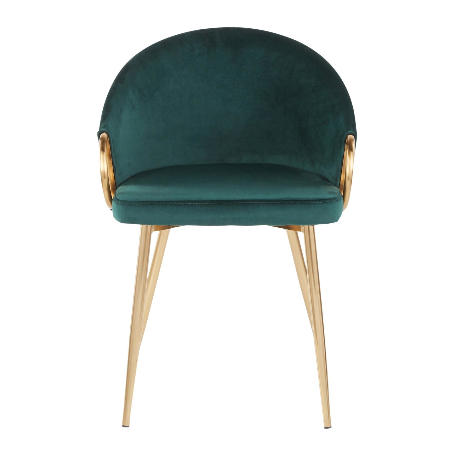 Claire Contemporary/Glam Chair in Gold Metal and Black Faux Leather