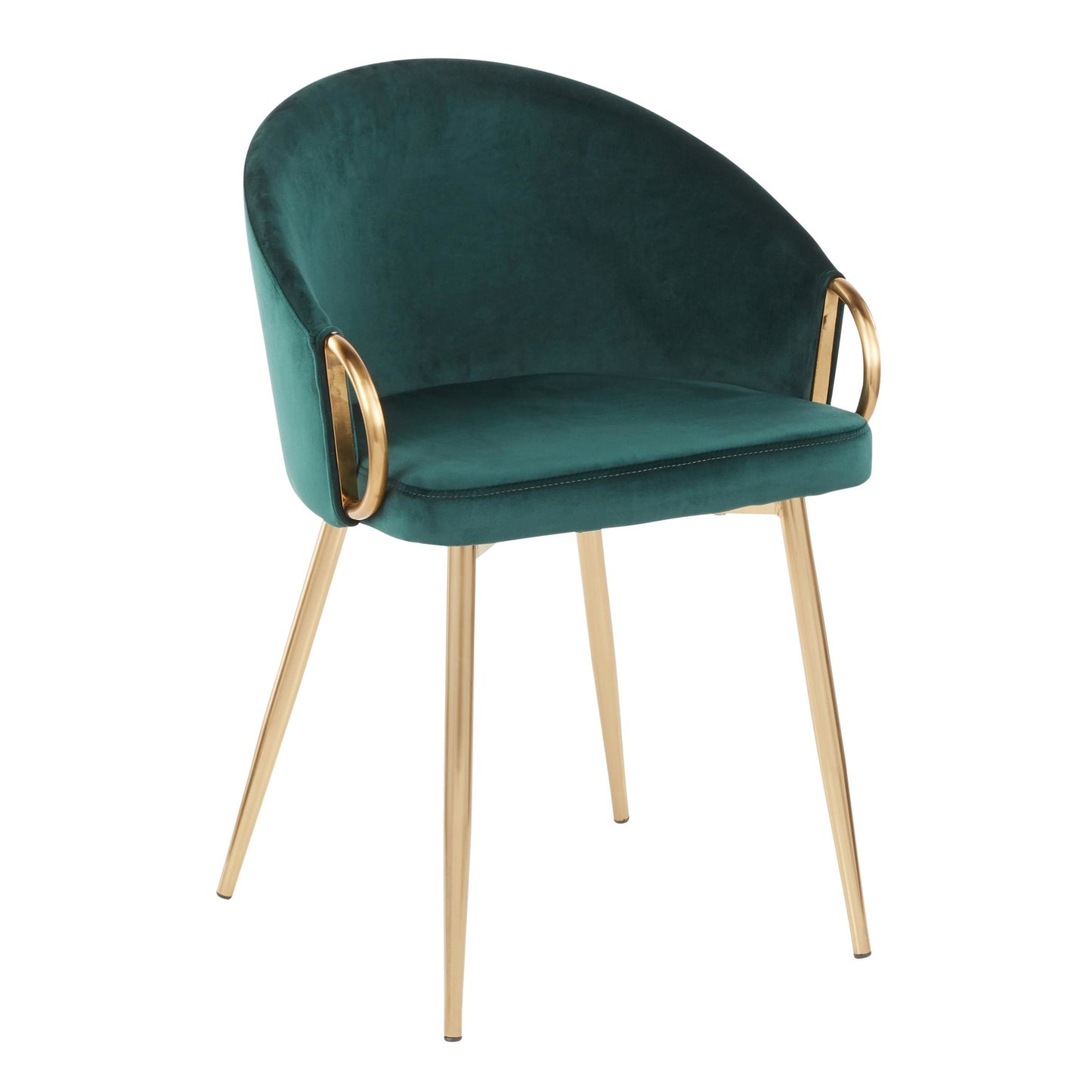Claire Contemporary/Glam Chair in Gold Metal and Black Faux Leather
