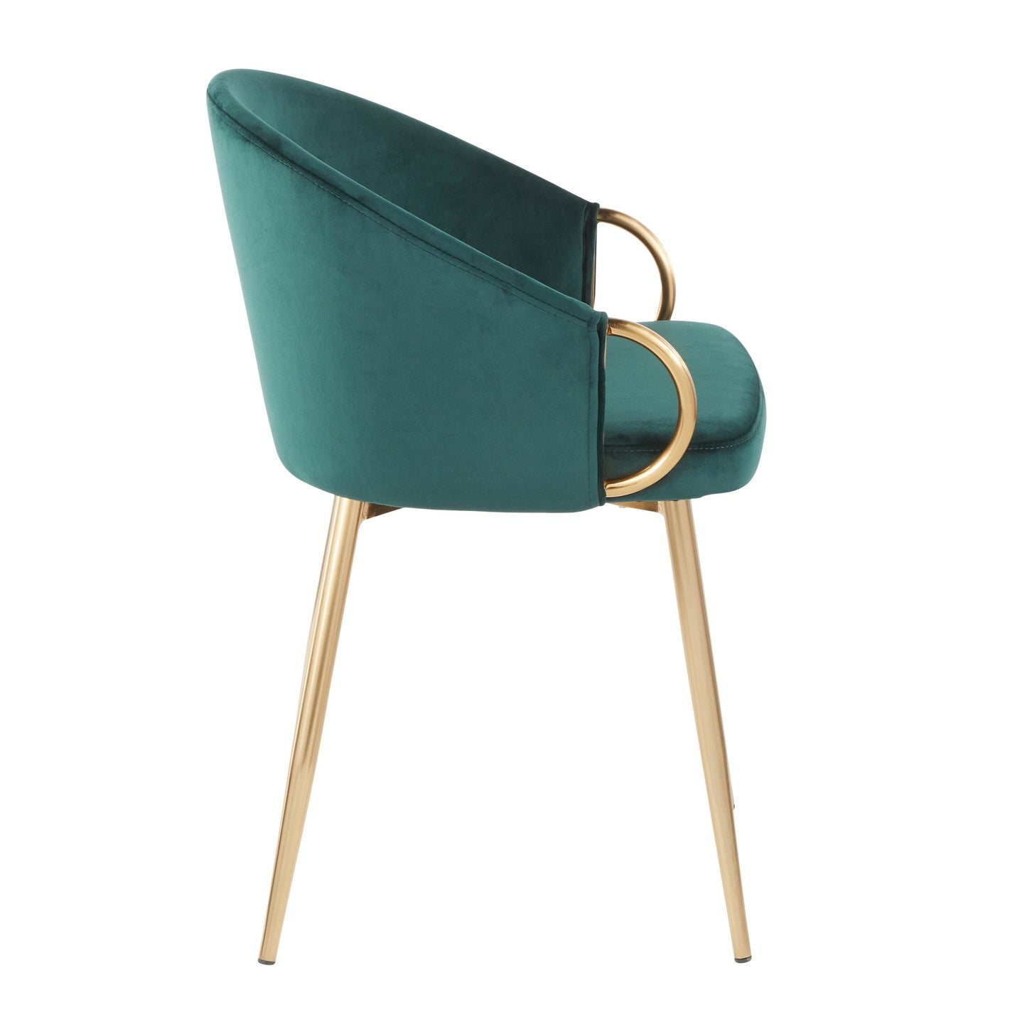 Claire Contemporary/Glam Chair in Gold Metal and Black Faux Leather