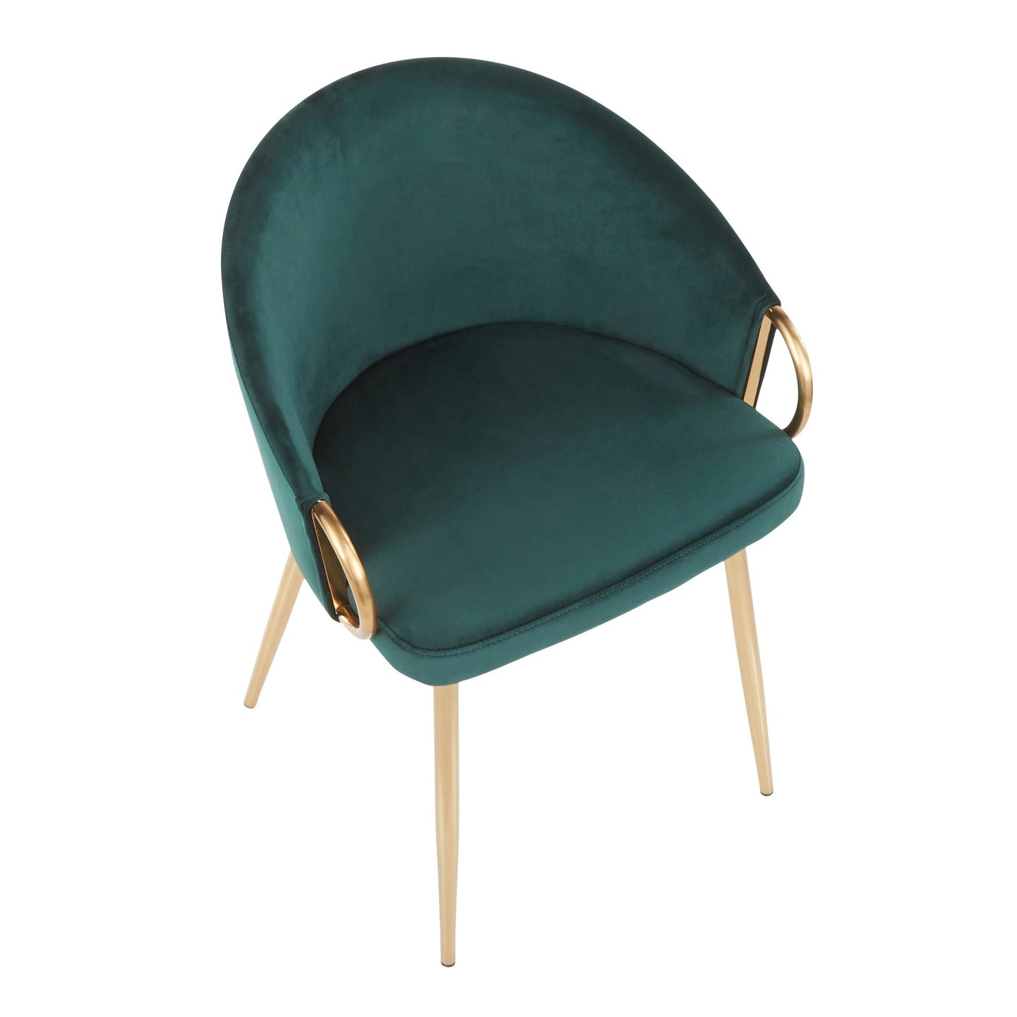 Claire Contemporary/Glam Chair in Gold Metal and Black Faux Leather