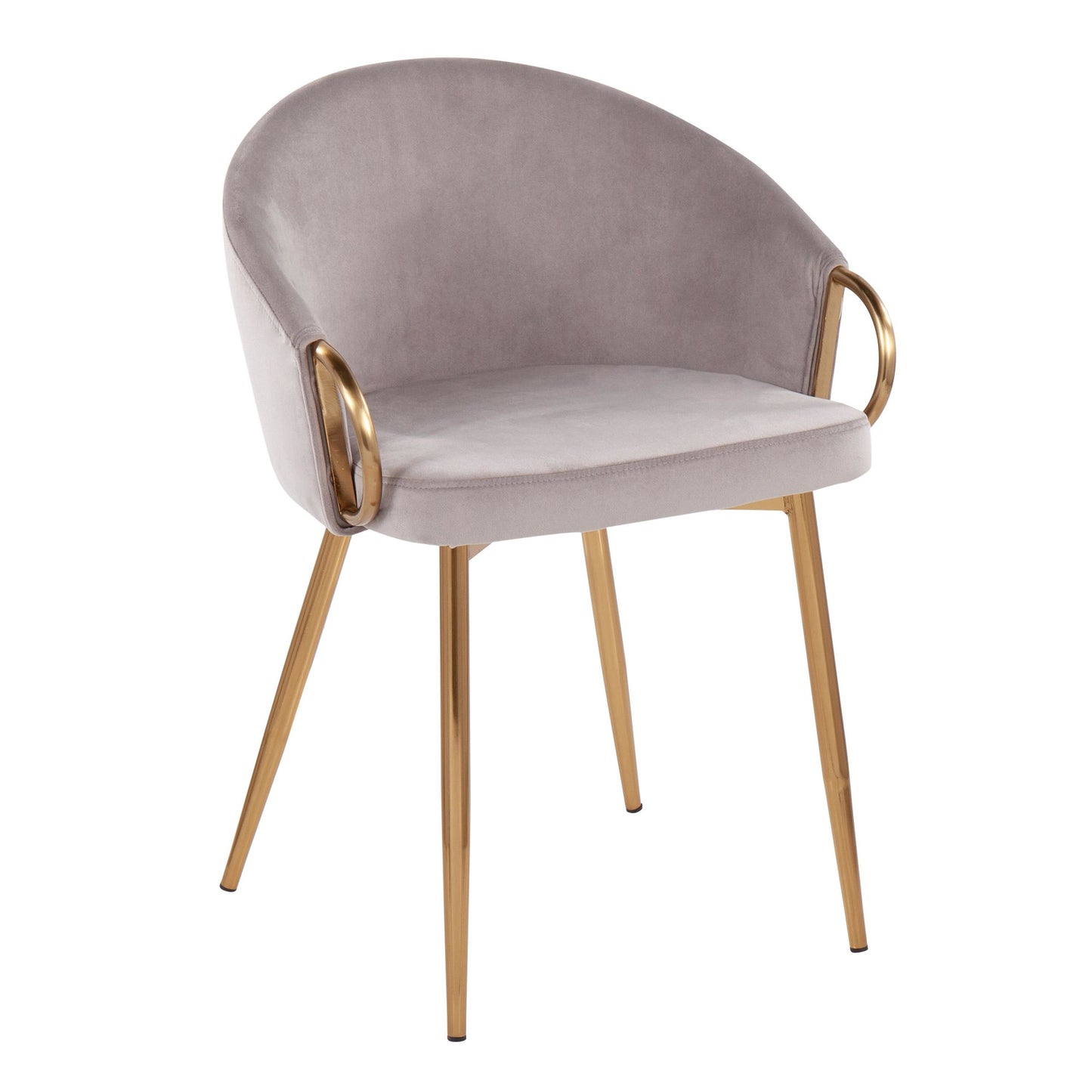 Claire Contemporary/Glam Chair in Gold Metal and Black Faux Leather