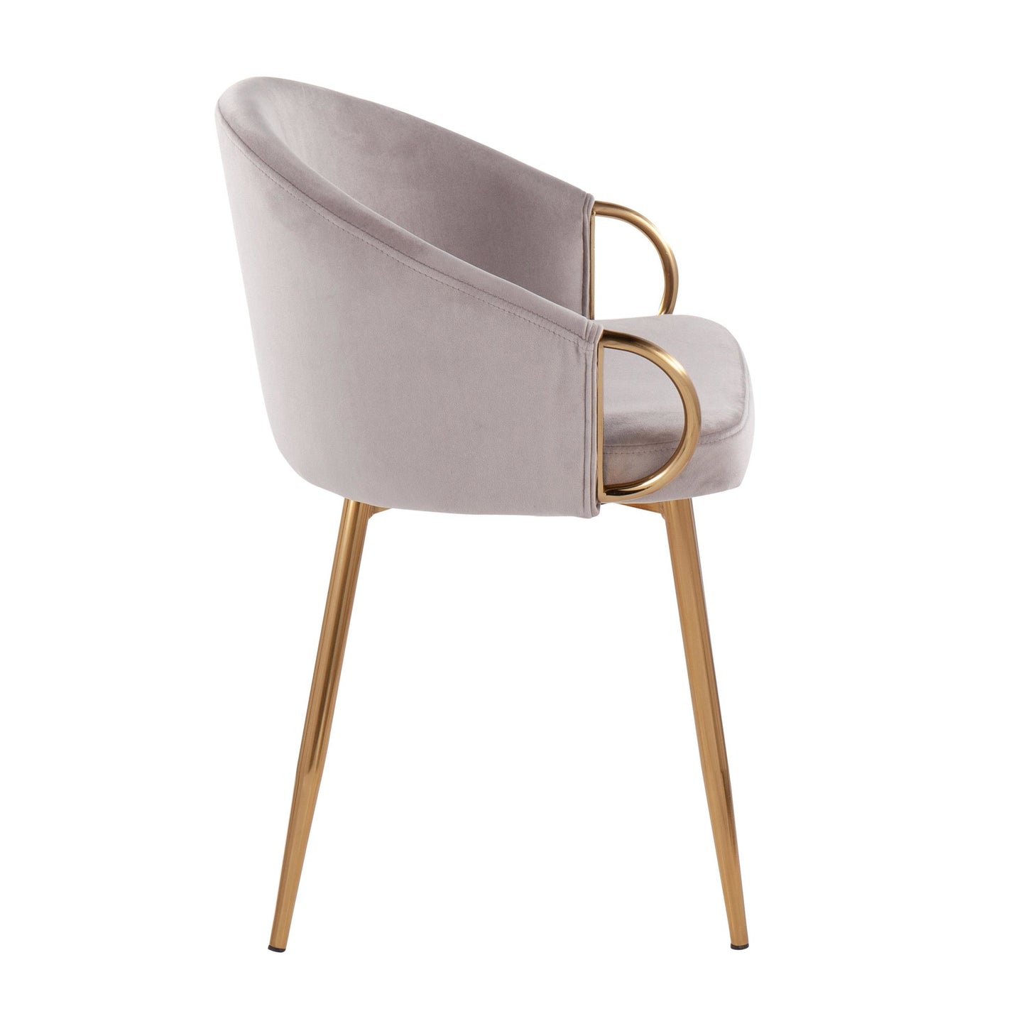 Claire Contemporary/Glam Chair in Gold Metal and Black Faux Leather