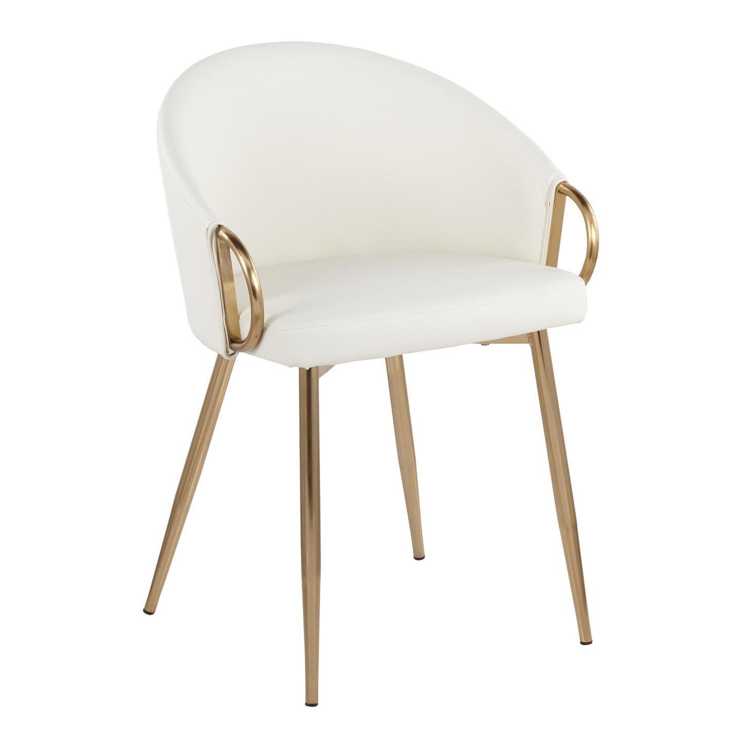 Claire Contemporary/Glam Chair in Gold Metal and Black Faux Leather