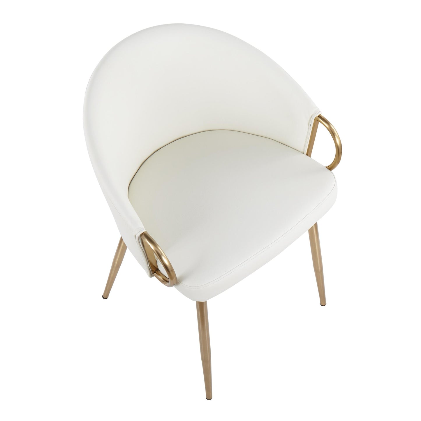 Claire Contemporary/Glam Chair in Gold Metal and Black Faux Leather