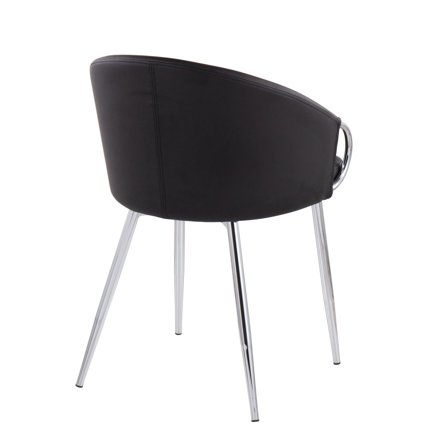 Claire Contemporary/Glam Chair in Gold Metal and Black Faux Leather