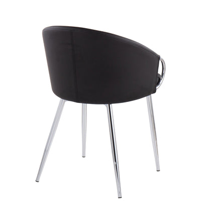 Claire Contemporary/Glam Chair in Gold Metal and Black Faux Leather