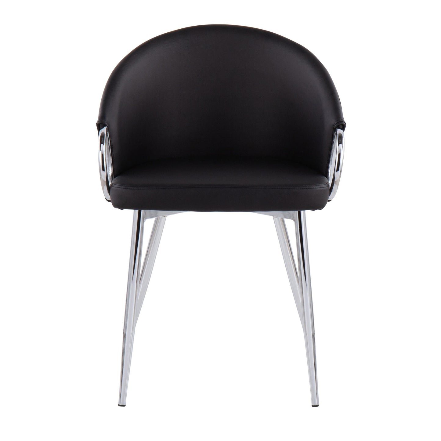 Claire Contemporary/Glam Chair in Gold Metal and Black Faux Leather