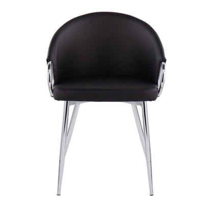 Claire Contemporary/Glam Chair in Gold Metal and Black Faux Leather