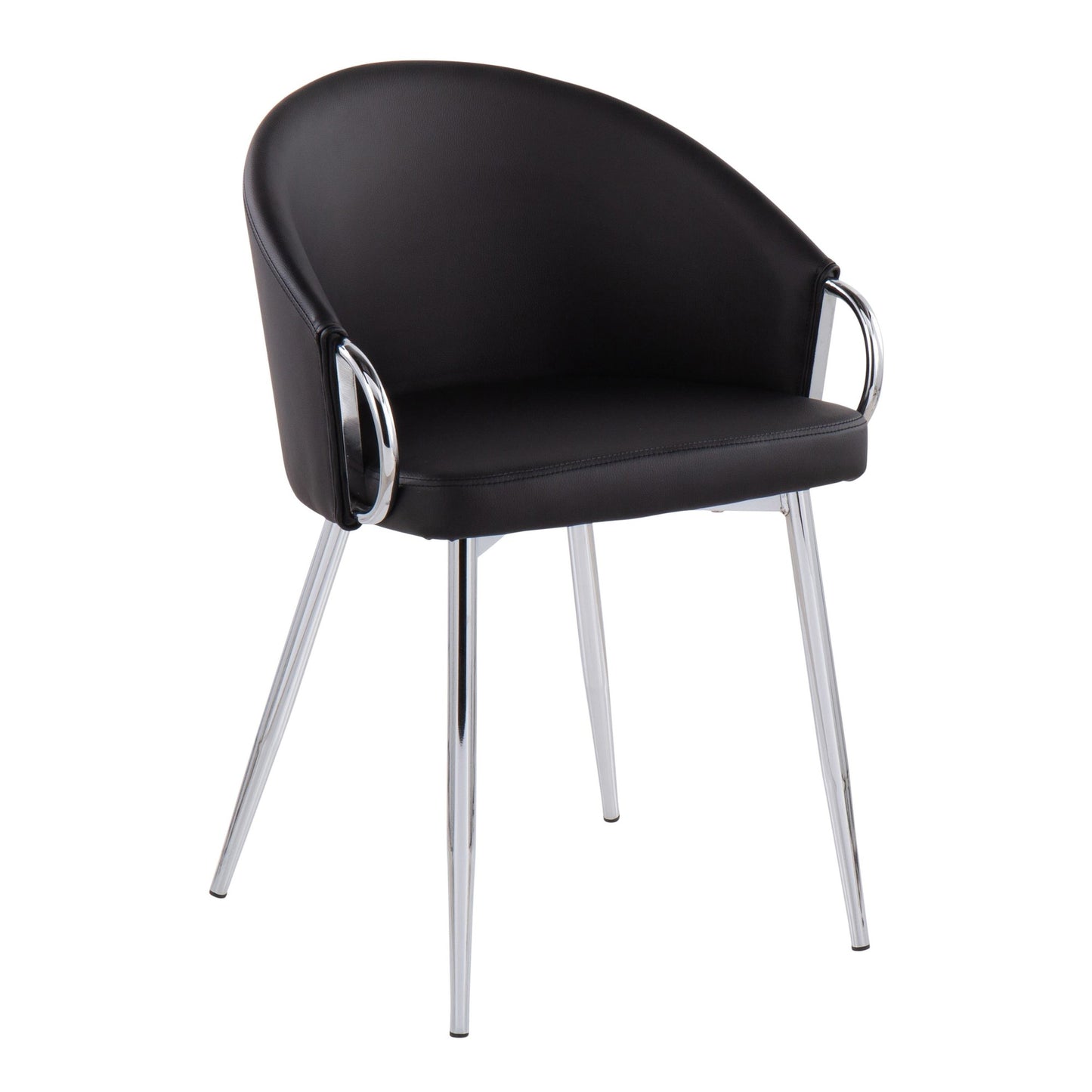 Claire Contemporary/Glam Chair in Gold Metal and Black Faux Leather