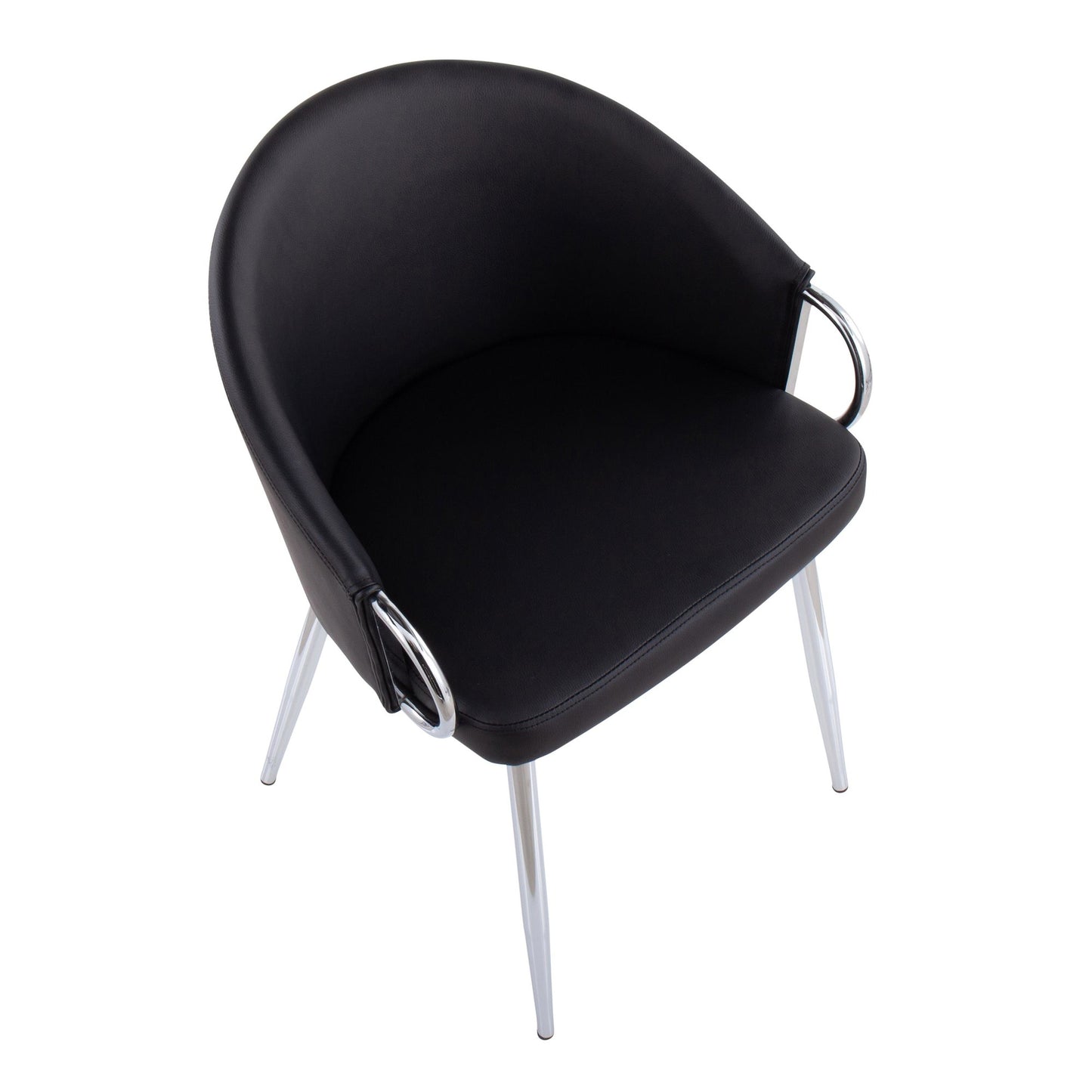 Claire Contemporary/Glam Chair in Gold Metal and Black Faux Leather