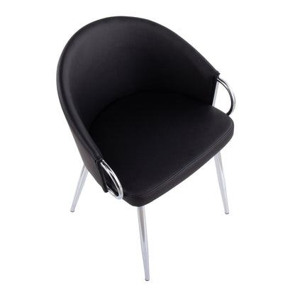 Claire Contemporary/Glam Chair in Gold Metal and Black Faux Leather