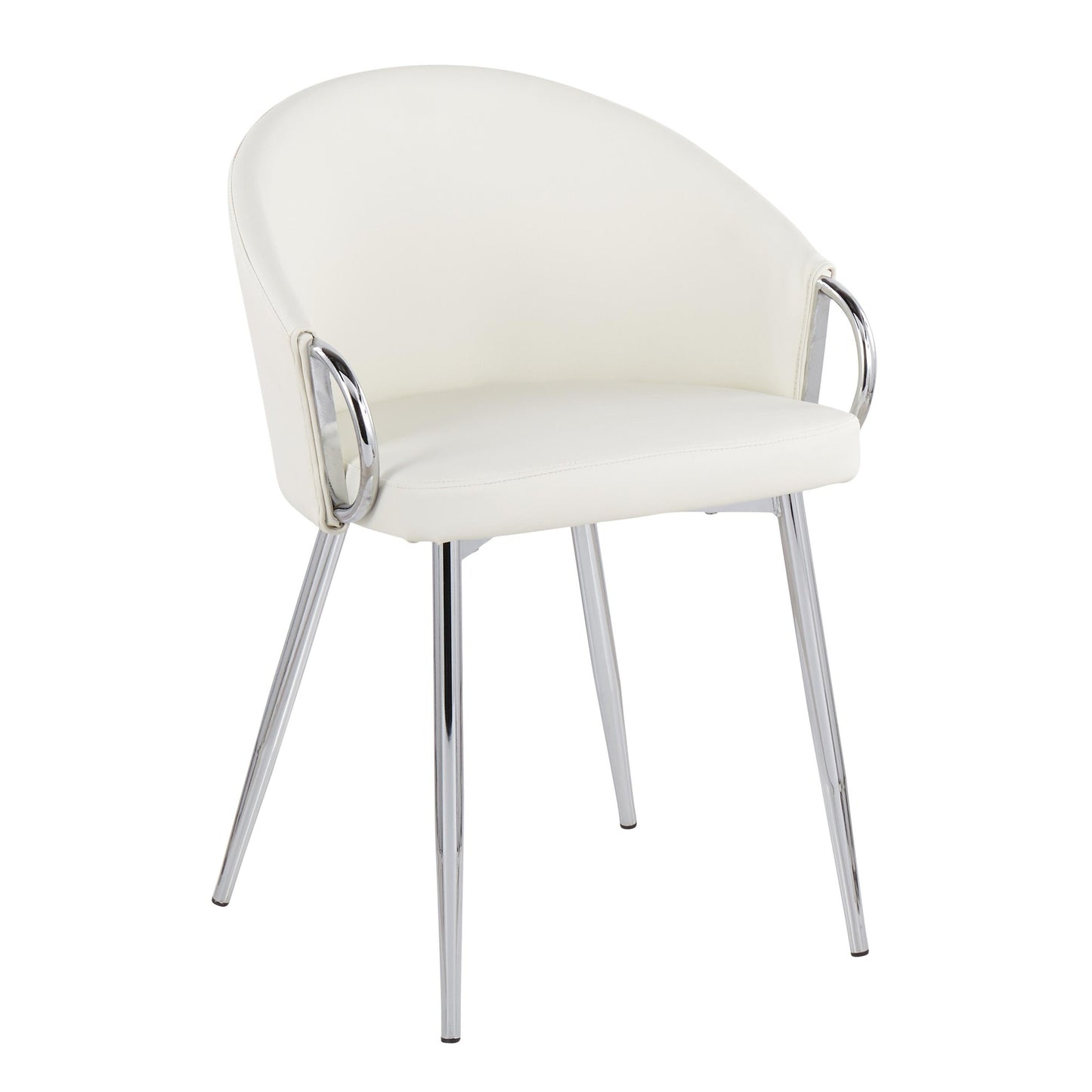 Claire Contemporary/Glam Chair in Gold Metal and Black Faux Leather