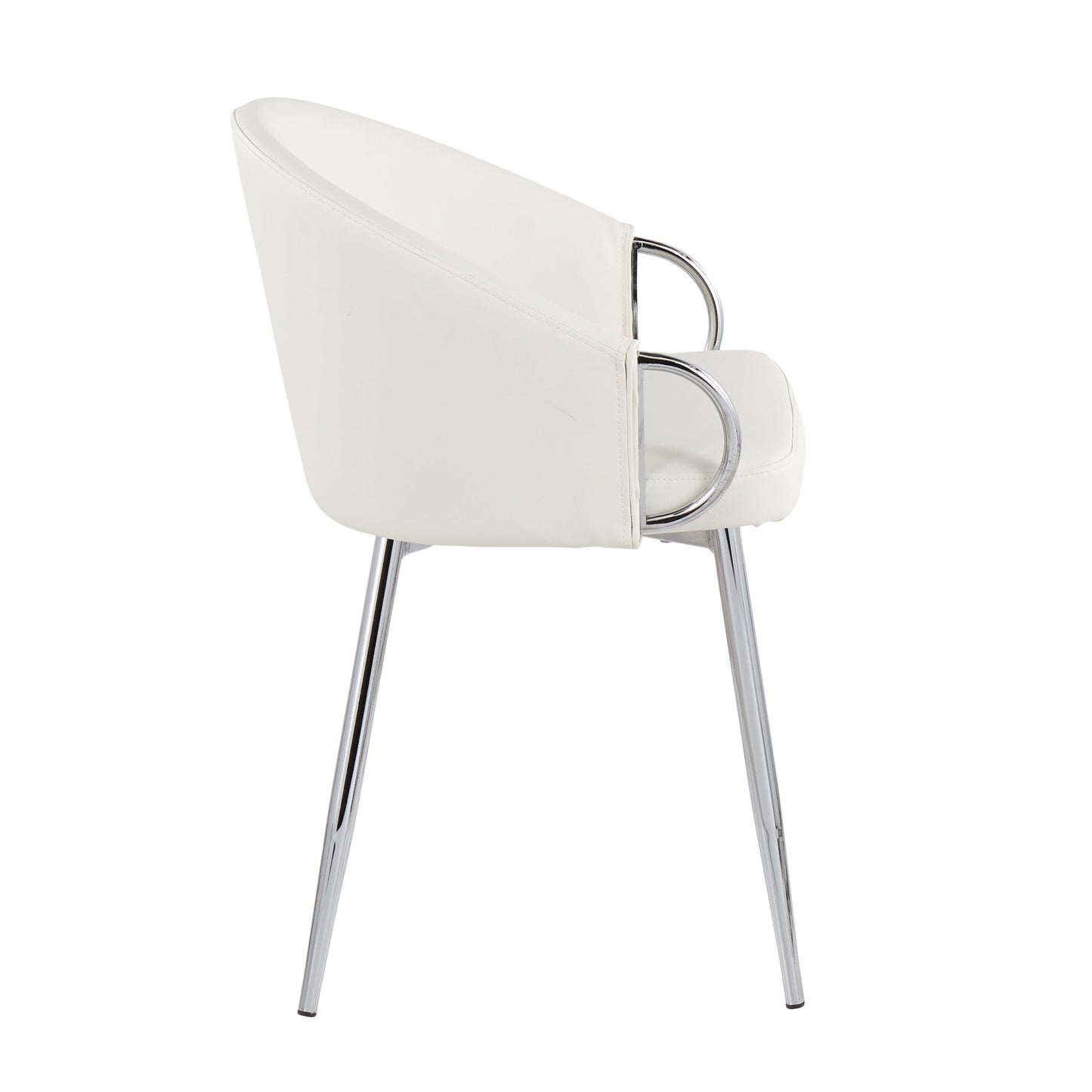 Claire Contemporary/Glam Chair in Gold Metal and Black Faux Leather