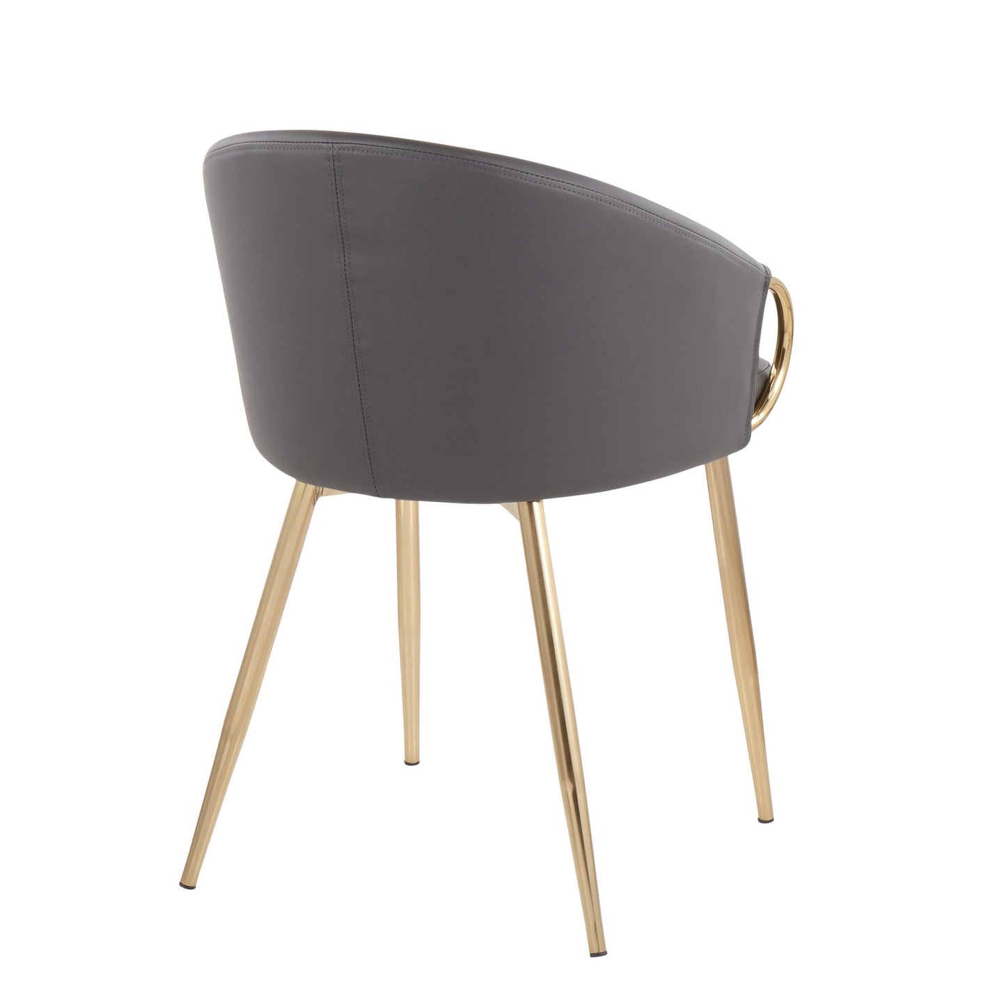 Claire Contemporary/Glam Chair in Gold Metal and Black Faux Leather   - Set of 2