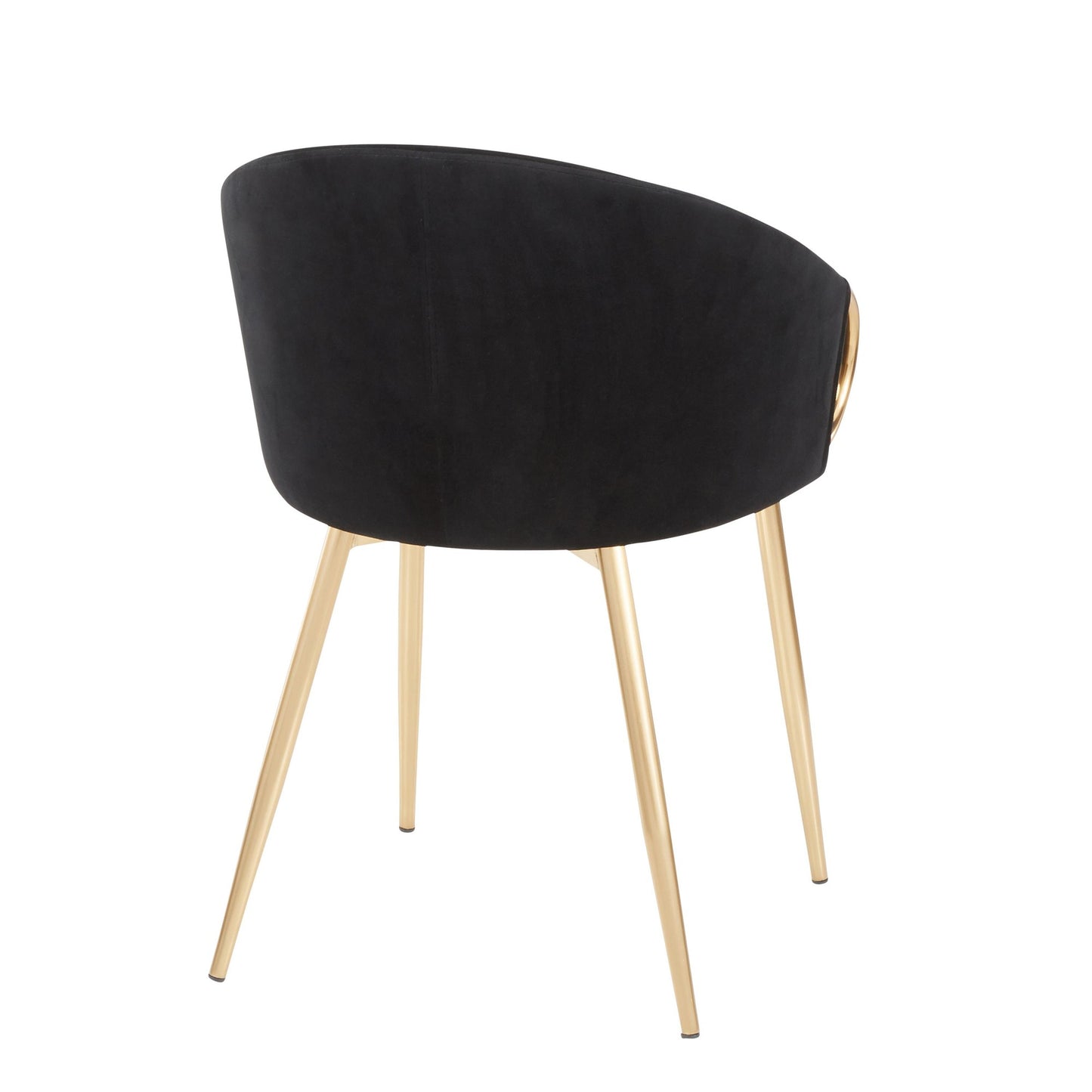 Claire Contemporary/Glam Chair in Gold Metal and Black Faux Leather   - Set of 2