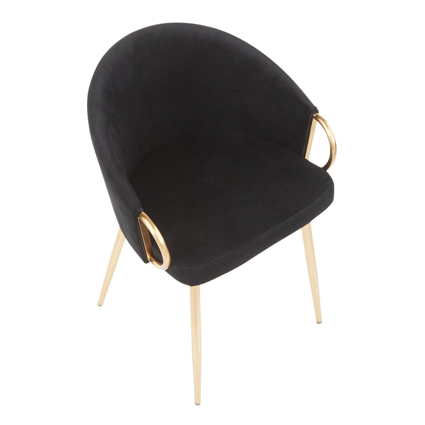 Claire Contemporary/Glam Chair in Gold Metal and Black Faux Leather   - Set of 2