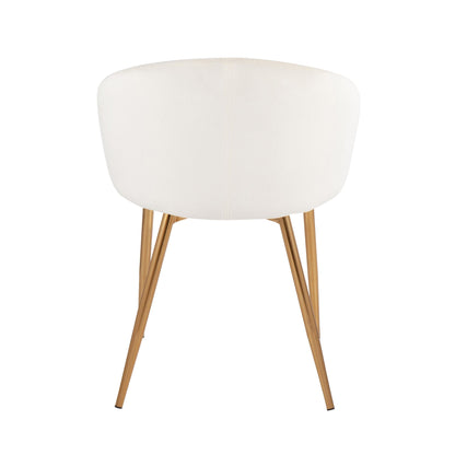 Claire Contemporary/Glam Chair in Gold Metal and Black Faux Leather   - Set of 2