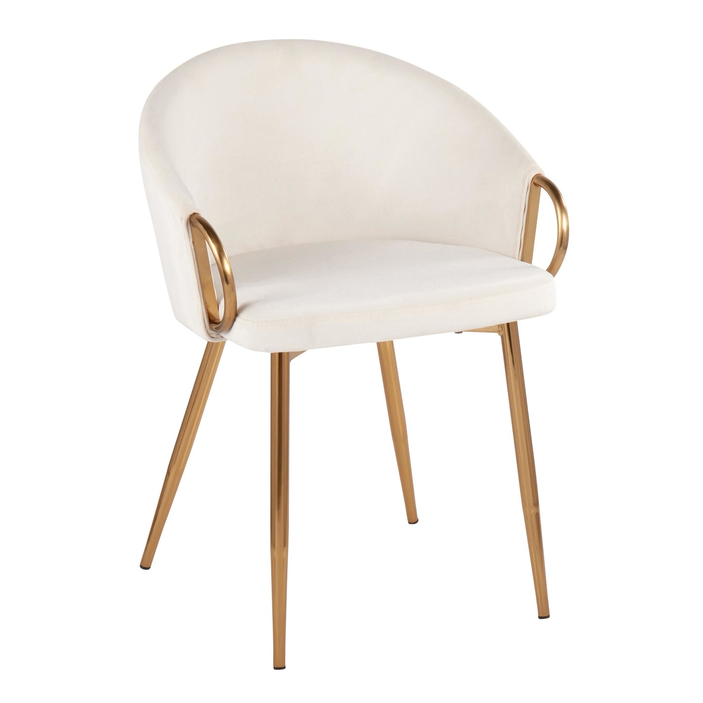 Claire Contemporary/Glam Chair in Gold Metal and Black Faux Leather   - Set of 2