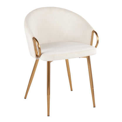 Claire Contemporary/Glam Chair in Gold Metal and Black Faux Leather   - Set of 2