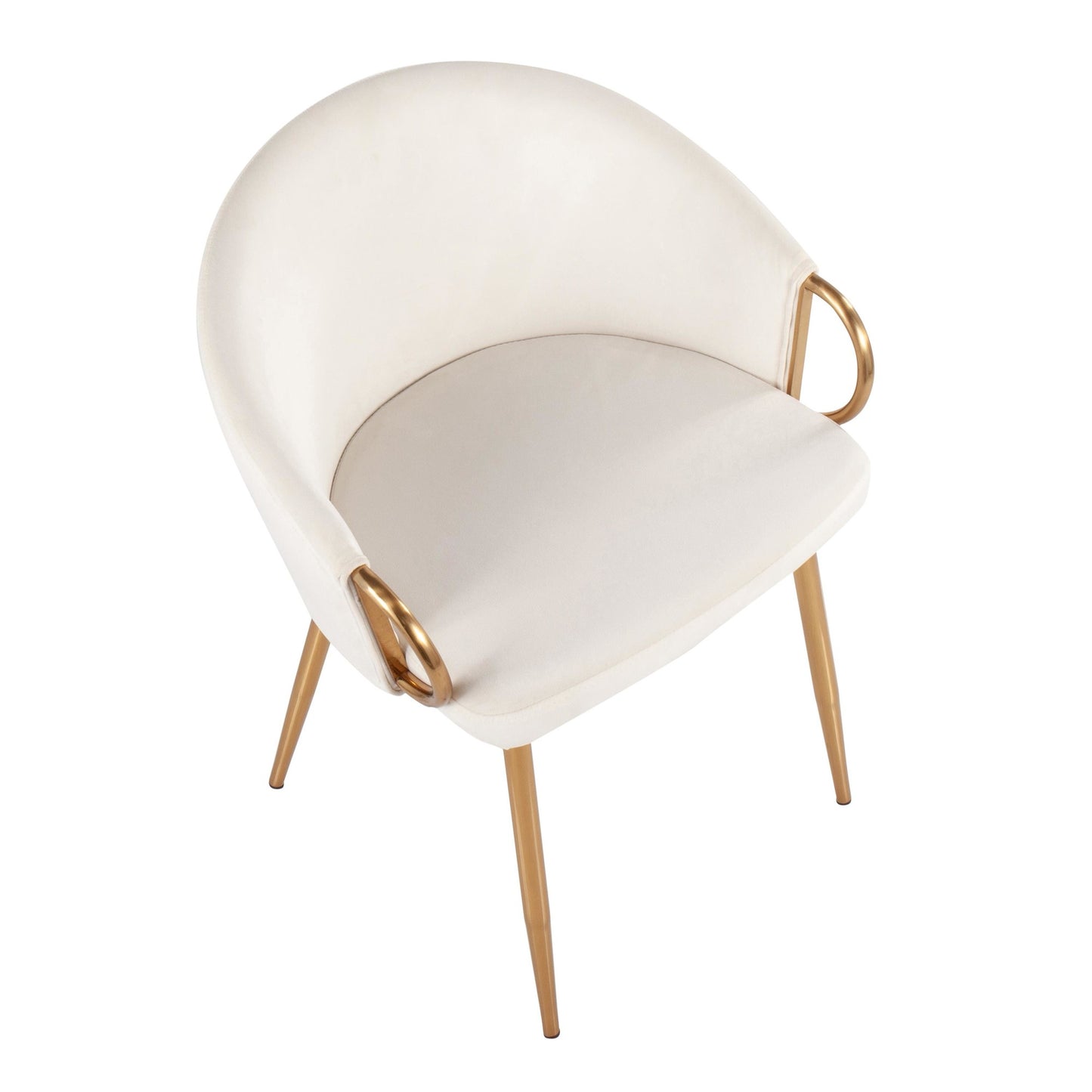 Claire Contemporary/Glam Chair in Gold Metal and Black Faux Leather   - Set of 2