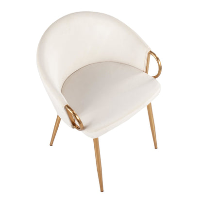 Claire Contemporary/Glam Chair in Gold Metal and Black Faux Leather   - Set of 2