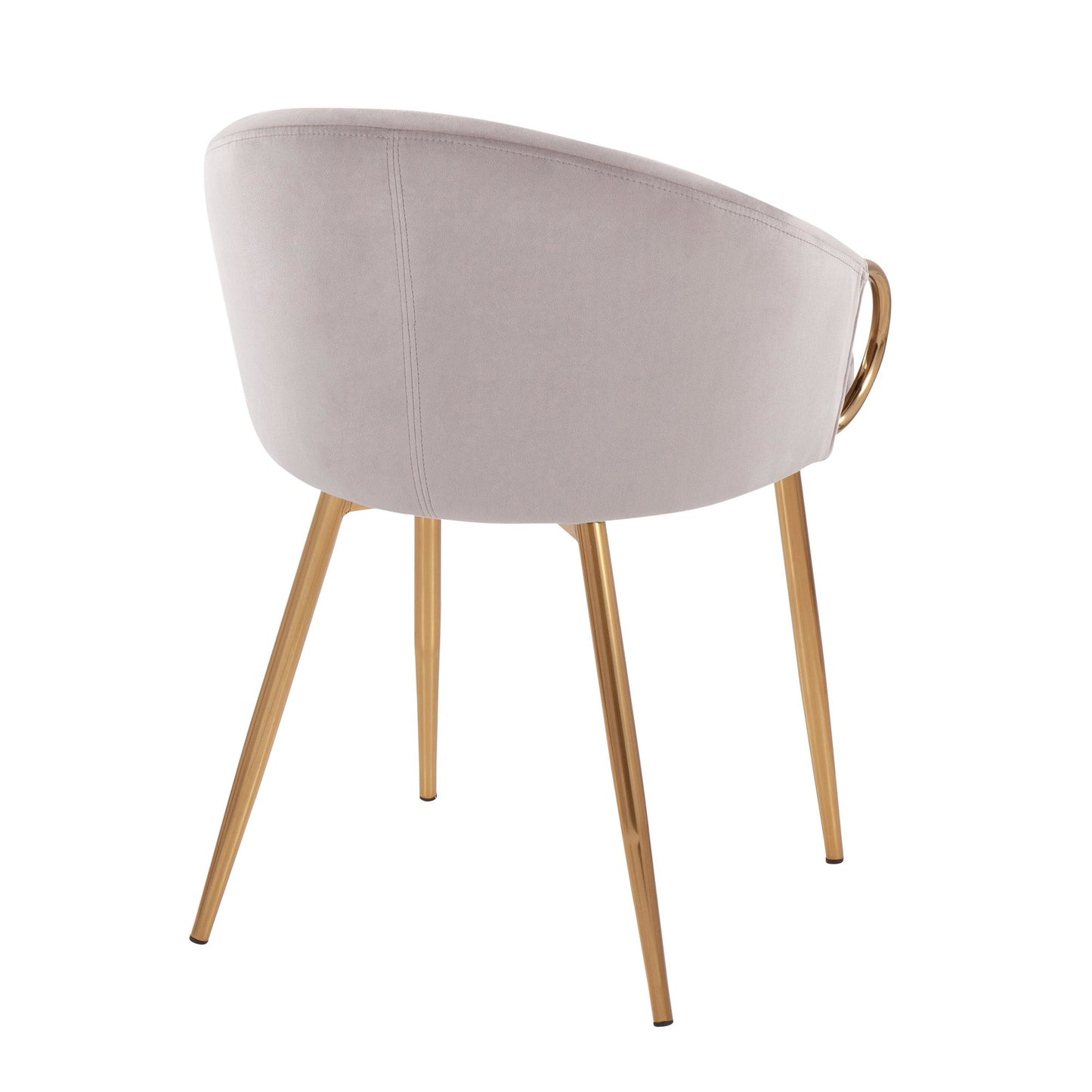 Claire Contemporary/Glam Chair in Gold Metal and Black Faux Leather   - Set of 2