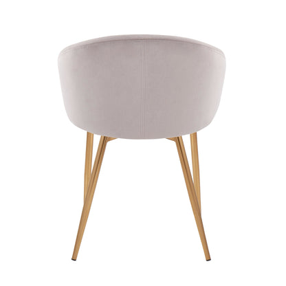 Claire Contemporary/Glam Chair in Gold Metal and Black Faux Leather   - Set of 2