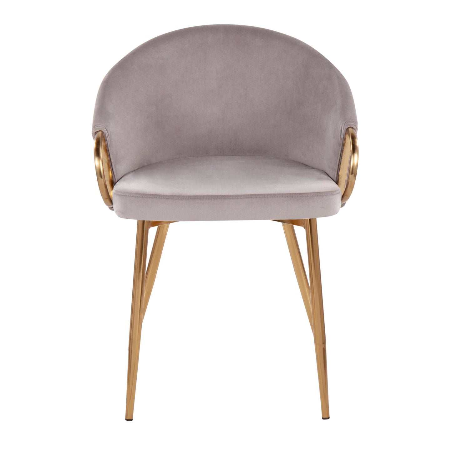 Claire Contemporary/Glam Chair in Gold Metal and Black Faux Leather   - Set of 2